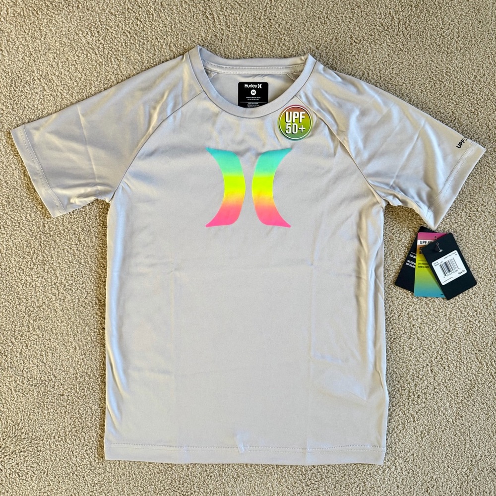 Hurley Kids' UPF 50+ Tee with Neon Logo